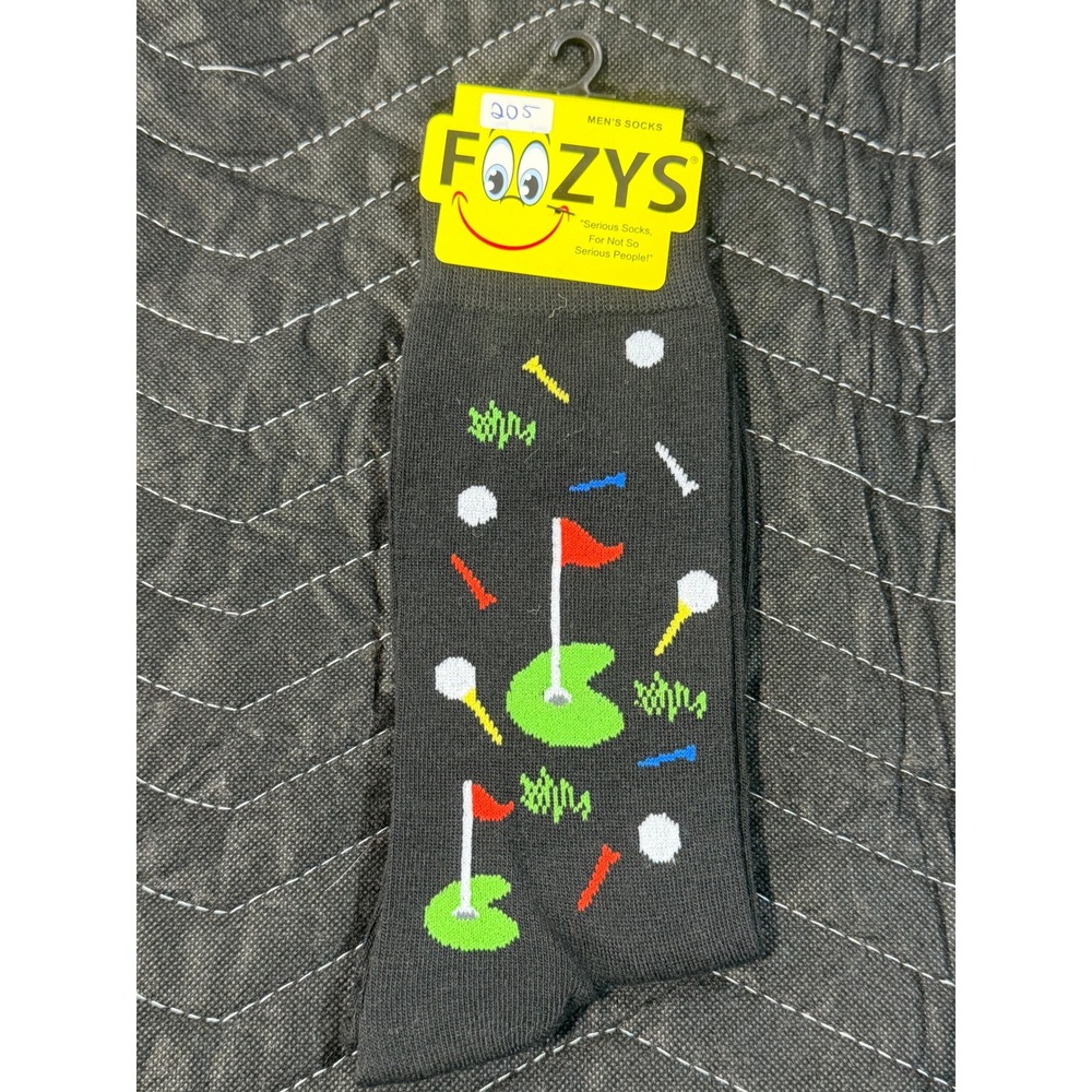 Foozys Golf Socks Mens 10-13‎ Charcoal New Novelty Sports Ball Tee Flag FM-03